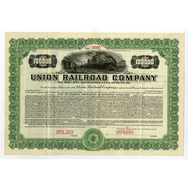 Union Railroad Co., ND (1910-20s), Specimen Bond