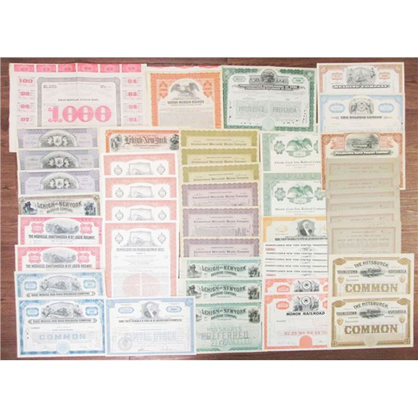 U.S. and Canada Railroad Bond and Share Assortment, ca.1884-1965