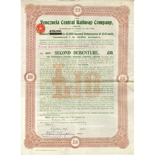 Venezuela Central Railway Co. Ltd., 1910, I/U Bond