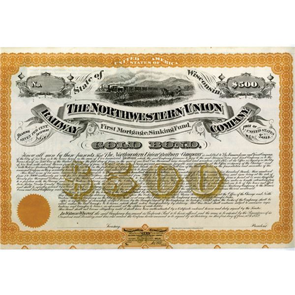 Northwestern Union Railway Co., 1872, Specimen Coupon Bond Rarity