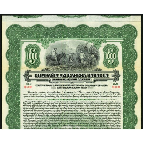 Baragua Sugar Co., Specimen Bond.