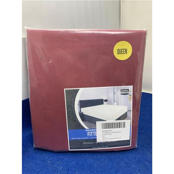Brushed Microfibre Bedding-Fitted Queen Sheet, Burgandy