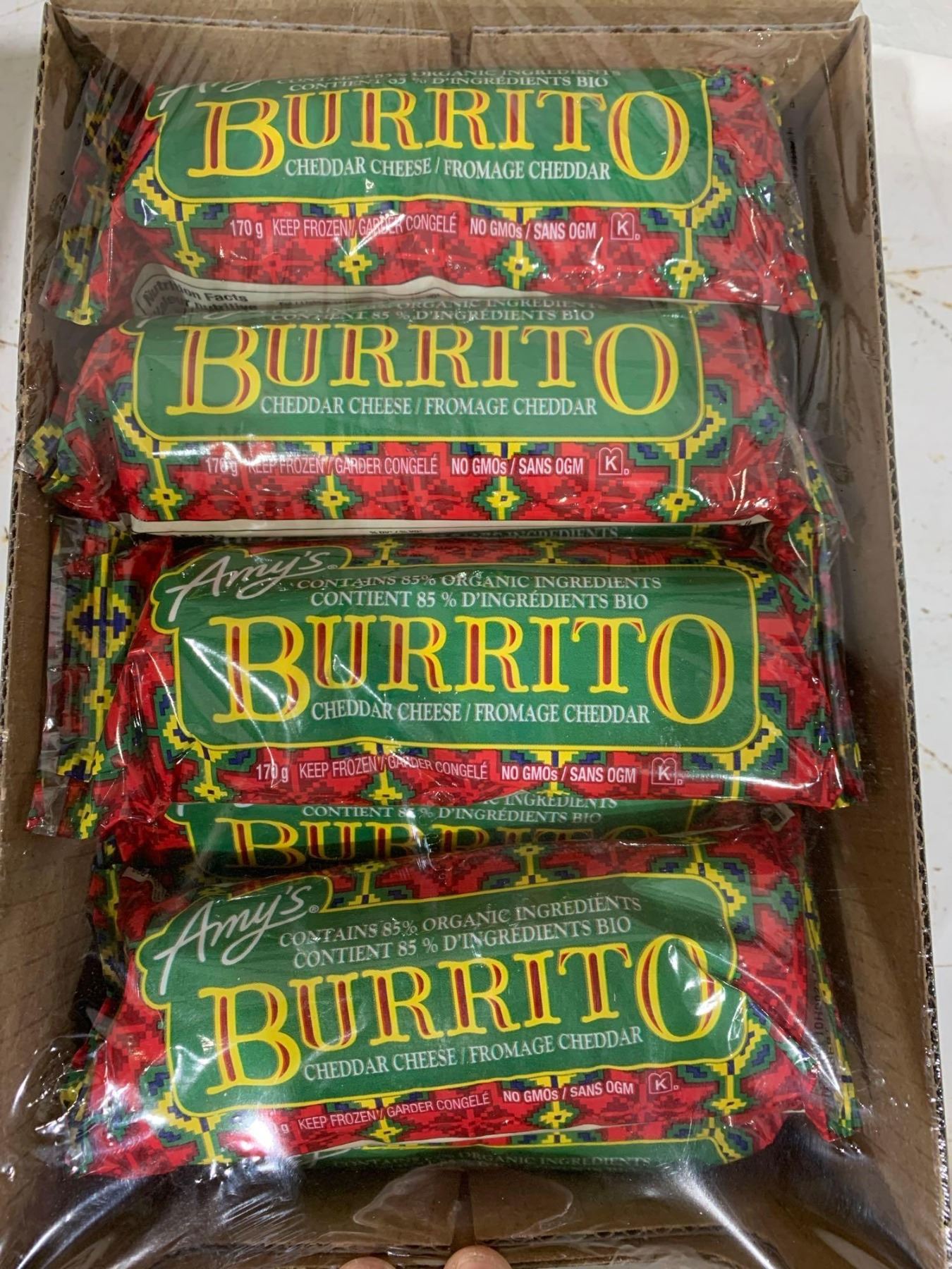FROZEN Amy's Cheddar Cheese Burritos Case
