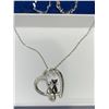 Image 2 : Vonala Sterling Silver Black & Silver Cats Necklace & Pendant with "I Lover You Forever"