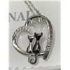 Image 4 : Vonala Sterling Silver Black & Silver Cats Necklace & Pendant with "I Lover You Forever"