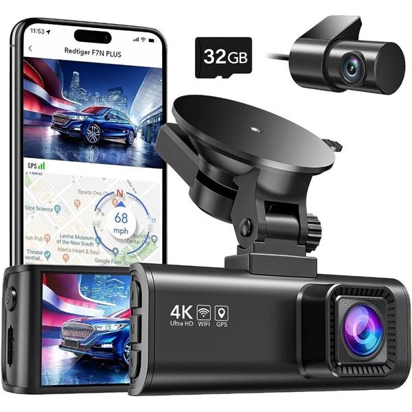 M5 Dash Cam , 4K/2.5K Full HD Dash Camera for Cars, Free 32GB Card, Built-in Wi-Fi GPS, 3.18” IPS Sc