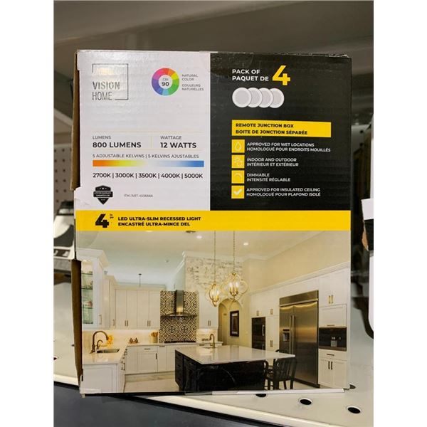 Pack of 4 LED ultra slim recessed lights