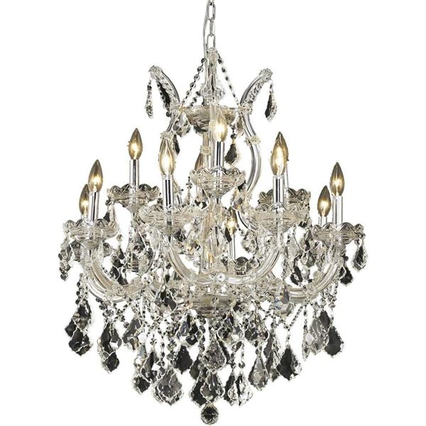 Elegant Lighting 2800D27C/RC Maria Theresa Collection 13-Light 27-Inch Chrome Chandelier with Royal 
