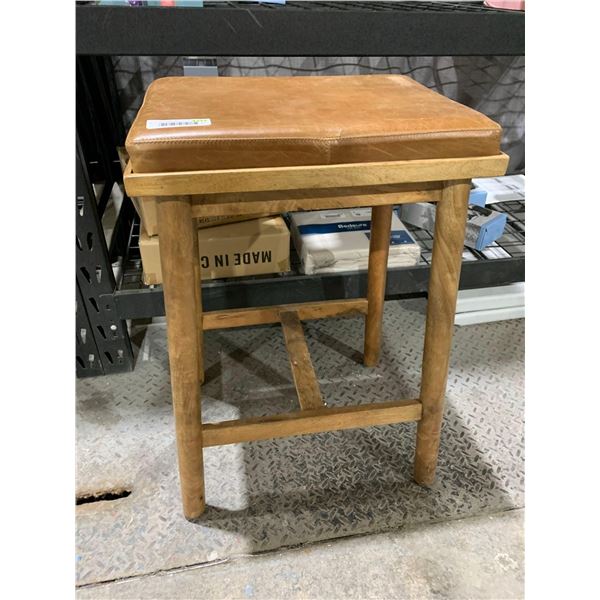 Wooden & Leather Counter Height Bar Stool