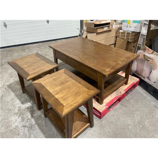 Lot of 3 Wooden Coffee Tables - 2 Side Tables 1 Coffee Table