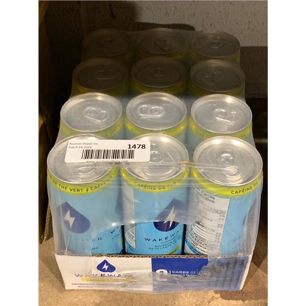 WakeWater Lemon Caffeinated Sparkling Water Beverage 6 x 355ml