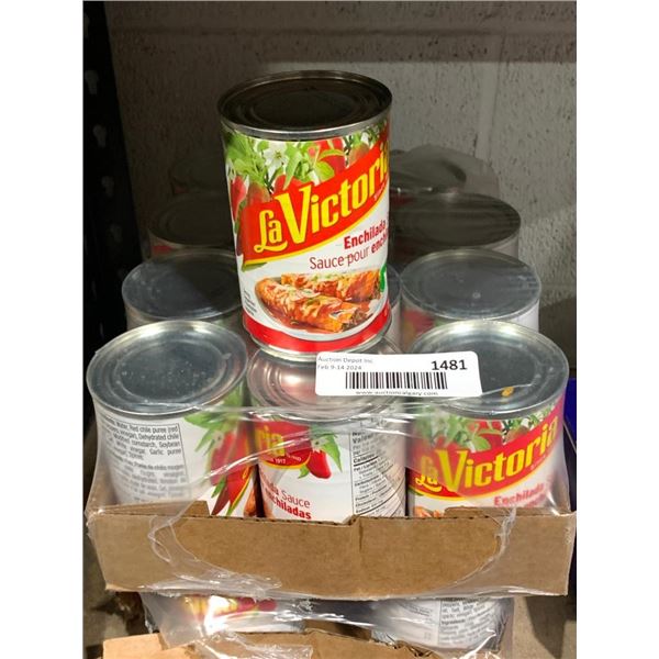 A pack of 12 La Victoria Enchiladas sauce.