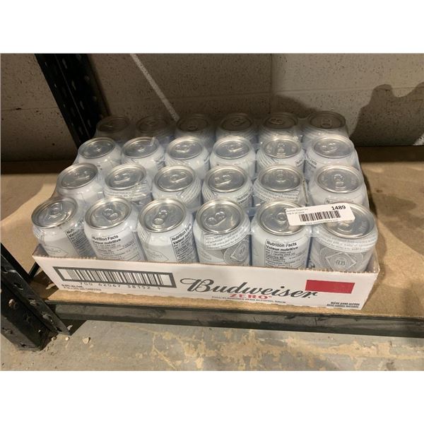 A case of 24 Budwweiser zero non alcohol beer.