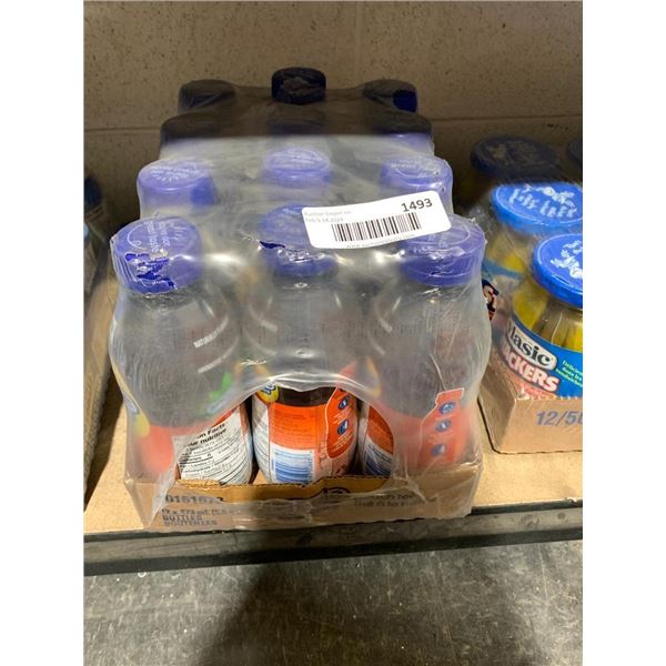 A case of 12 Snaple peach tea drinks.