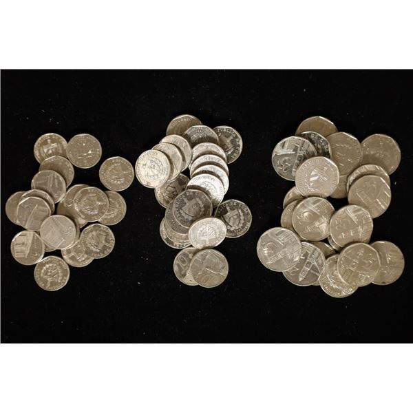 60 ASSORTED BRILLIANT UNC CUBA CENTAVO COINS: