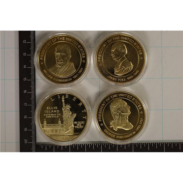 4-METAL 1 1/2'' WHITE HOUSE SOUVENIR PF MEDALS: