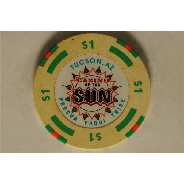 $1 CASINO OF THE SUN CASINO CHIP. TUSCON, AZ.