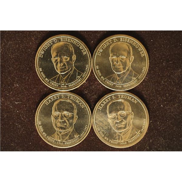 4-PRESIDENTIAL DOLLARS: 2015-P & D DWIGHT D.