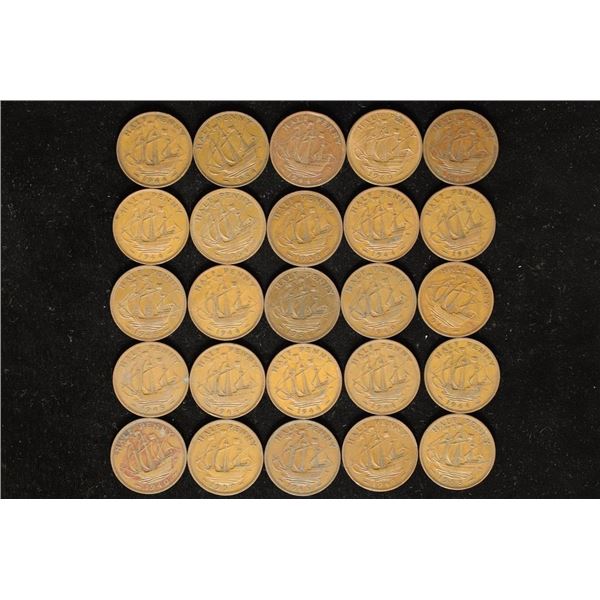 25 GREAT BRITAIN HALF PENNIES (1937-1958)