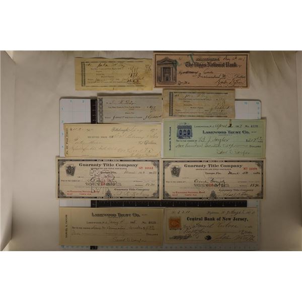 10 VINTAGE CANCELLED CHECKS & TAX PAYMENT