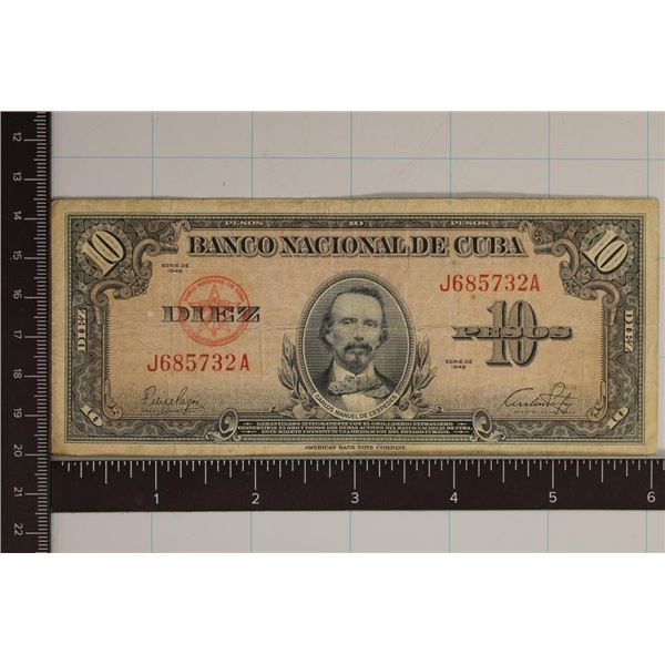 1949 CUBA 10 PESO BILL