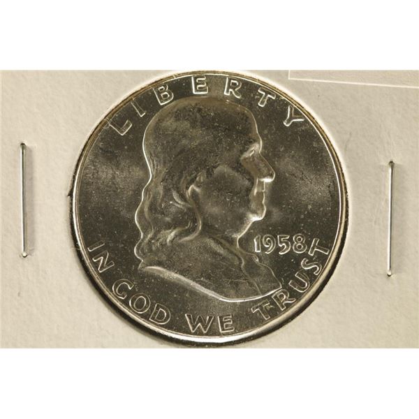 1958 SILVER FRANKLIN HALF DOLLAR BRILLIANT UNC