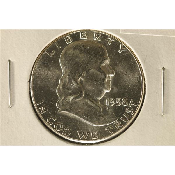 1958 SILVER FRANKLIN HALF DOLLAR BRILLIANT UNC