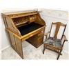 Image 1 : Wooden Roll Top Desk With Upholstered Chair