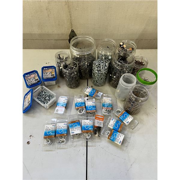 Assorted Nails, Hooks & Screws