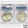Image 1 : 1922-D Set [2] Silver Peace Dollar PCGS MS61