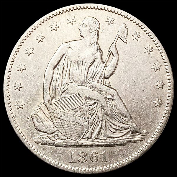1861 Seated Liberty Half Dollar CLOSELY UNCIRCULAT