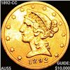 Image 1 : 1892-CC $5 Gold Half Eagle CLOSELY UNCIRCULATED