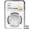 Image 1 : 1934 Silver Peace Dollar NGC MS65
