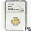 Image 1 : 1905 $2.50 Gold Quarter Eagle NGC MS62