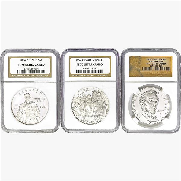 [3] Varied US Silver Coinage NGC PF70 UC [2004, 20