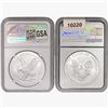 Image 2 : 2019 & 2021 Silver Eagle NGC MS70