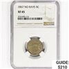 Image 1 : 1867 No Rays Shield Nickel NGC XF45