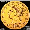 Image 1 : 1884-CC $5 Gold Half Eagle CLOSELY UNCIRCULATED