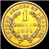 Image 2 : 1851 Rare Gold Dollar CLOSELY UNCIRCULATED