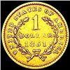 Image 2 : 1851 Rare Gold Dollar CLOSELY UNCIRCULATED