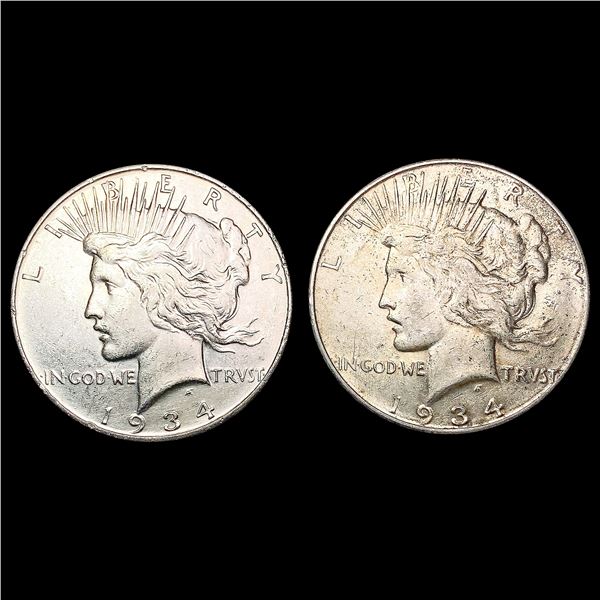 [2] 1934-D Peace Silver Dollars CLOSELY UNCIRCULAT