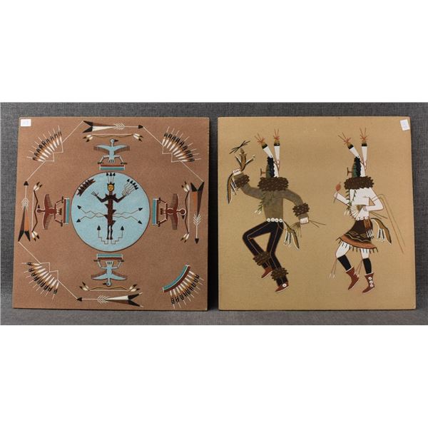 TWO NAVAJO INDIAN SAND PAINTINGS