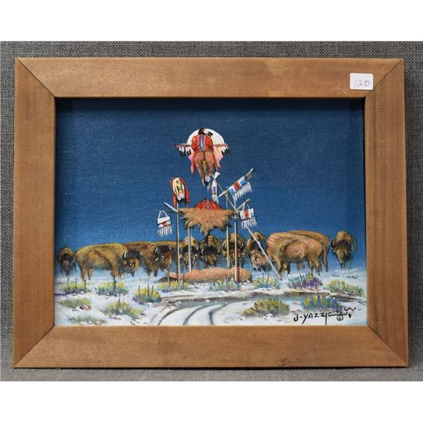 NAVAJO INDIAN PAINTING BY JOHNNY YAZZIE