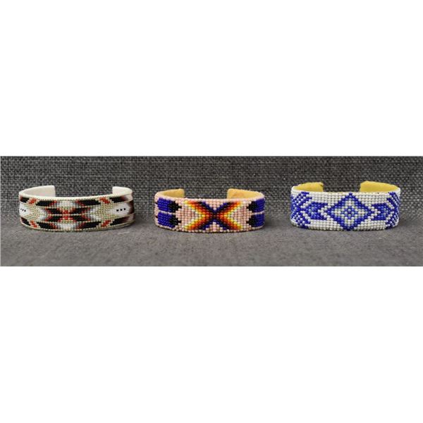 THREE NAVAJO INDIAN BEADED BRACELETS