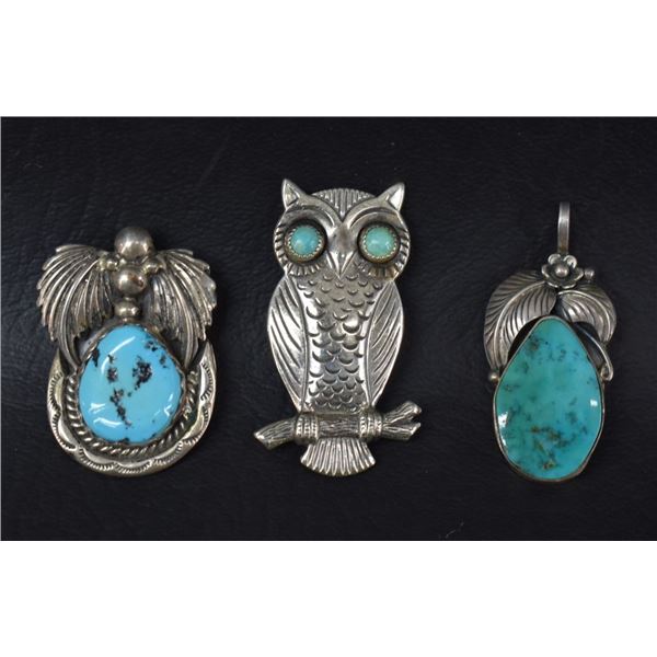 NAVAJO INDIAN SILVER PIN/PENDANTS