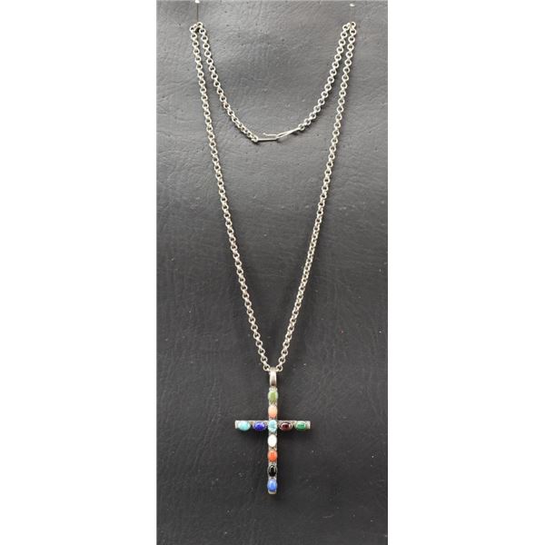 ZUNI INDIAN CROSS SIGNED E PEINA