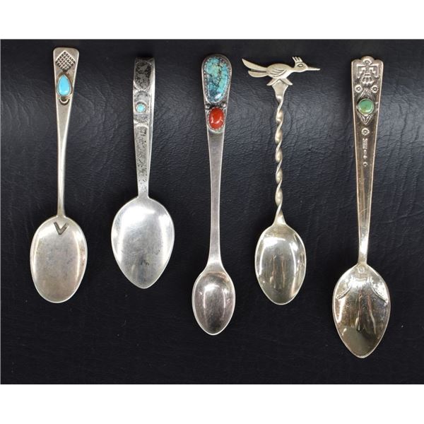 FIVE STERLING SILVER SPOONS