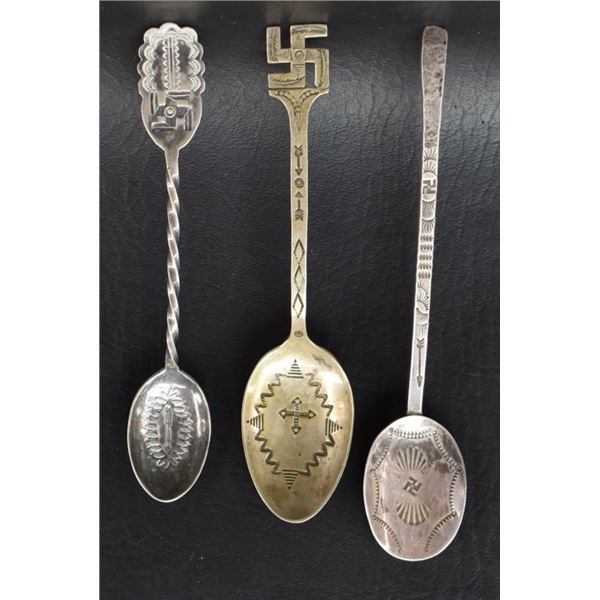 THREE NAVAJO INDIAN STERLING SILVER SPOONS