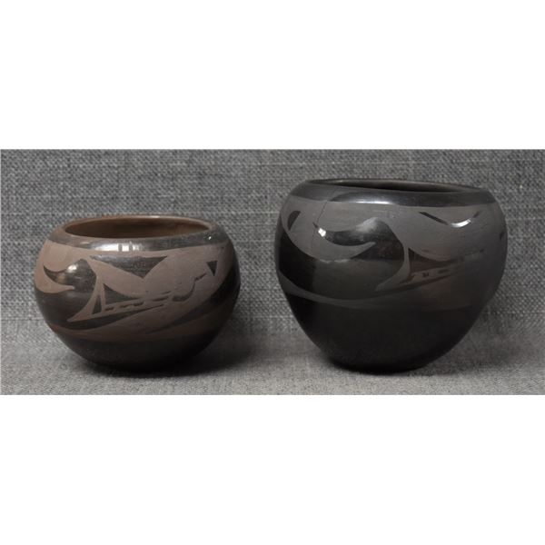 TWO SANTA CLARA INDAIN POTTERY BOWLS BY MARIE
