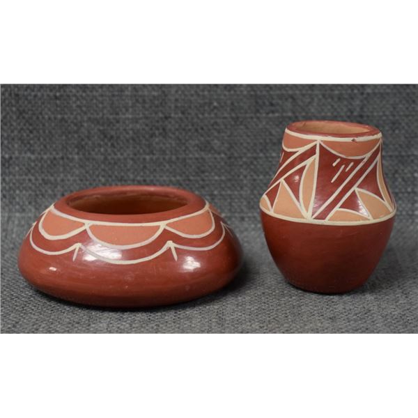 TWO SANTA CLARA INDIAN POTS BY MARIE